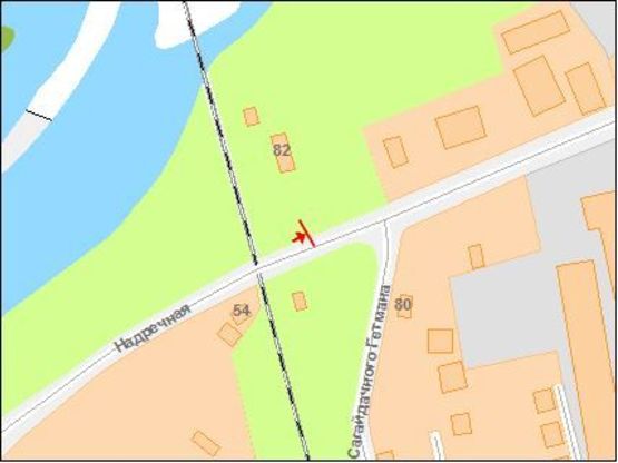 Схема рекламной плоскости по адресу Надричная ул, за ж/д переездом, к переезду