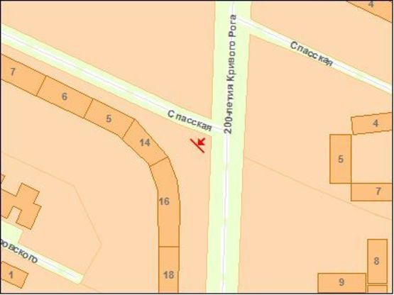 Схема рекламной плоскости по адресу 200–лет Кривого Рога пр. / Спасская ул., в центр !!! Размер 5850х2850 мм !!!