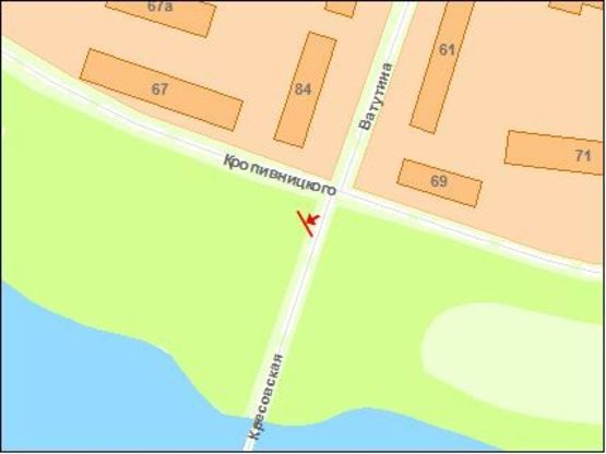 Схема рекламной плоскости по адресу КРЭСовская ул, мост через реку Саксагань, к центру