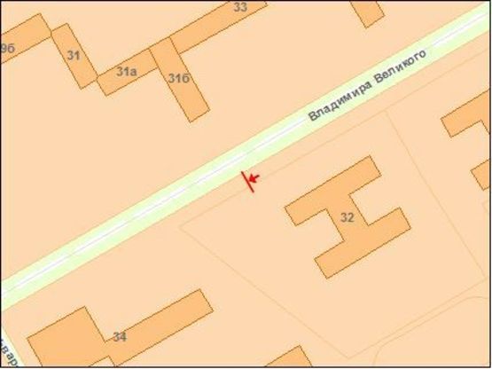 Схема рекламной плоскости по адресу Мелешкина ул., гост.Киев, к 95 кв-лу