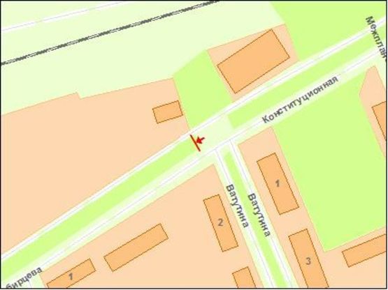 Схема рекламной плоскости по адресу Ватутина ул / Конституционная ул