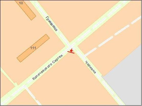 Схема рекламной плоскости по адресу Колачевского ул. / Чаривна ул. / Грицевца ул.