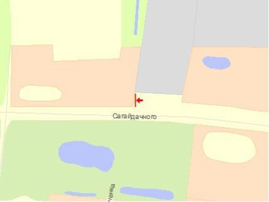 Схема рекламної площини за адресою Сагайдачного ул, 7а, из центра