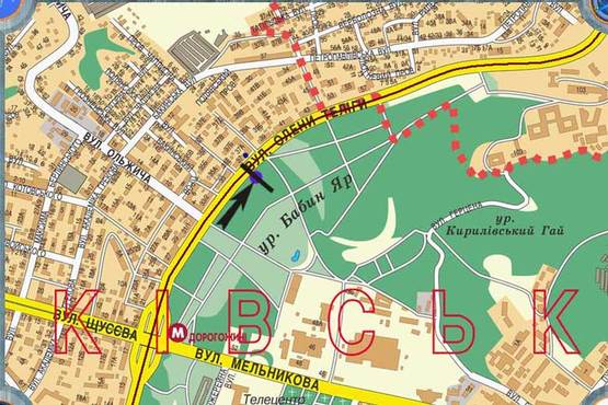 Схема рекламной плоскости по адресу ул.О.Телиги,ст.м.Дорогожичи направление на Петровку