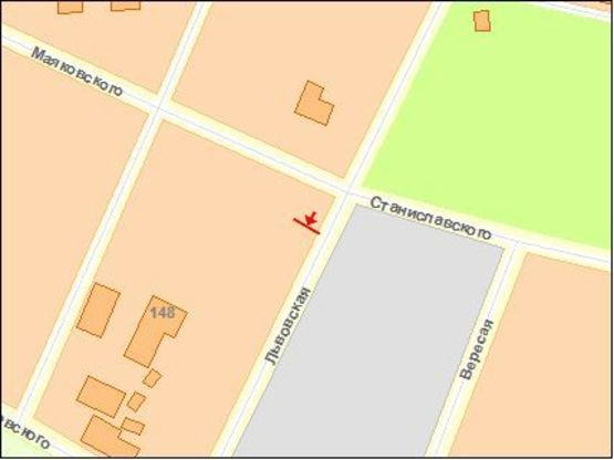 Схема рекламної площини за адресою Львовская ул, 71, из центра