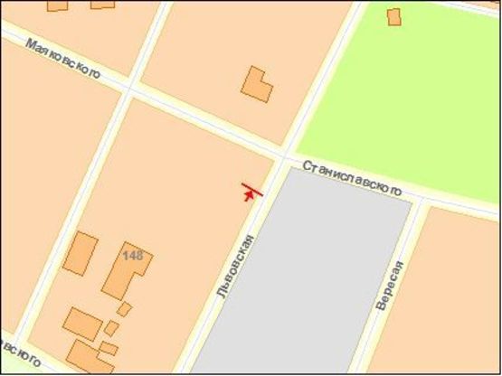 Схема рекламной плоскости по адресу Львовская ул, 71, в центр