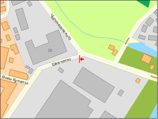 Схема рекламної площини за адресою Шевченко ул. / Урицкого ул., из центра !!! Размер 2750х5750 мм !!!