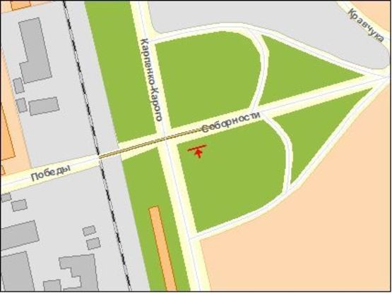 Схема рекламной плоскости по адресу Карпенко-Карого ул / Победы пр, в центр