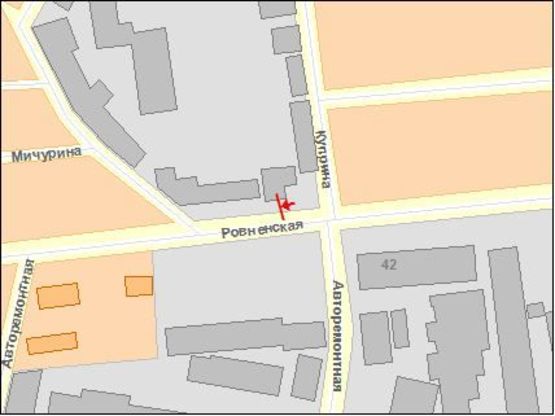 Схема рекламной плоскости по адресу Ривненская ул. / Куприна ул., в центр
