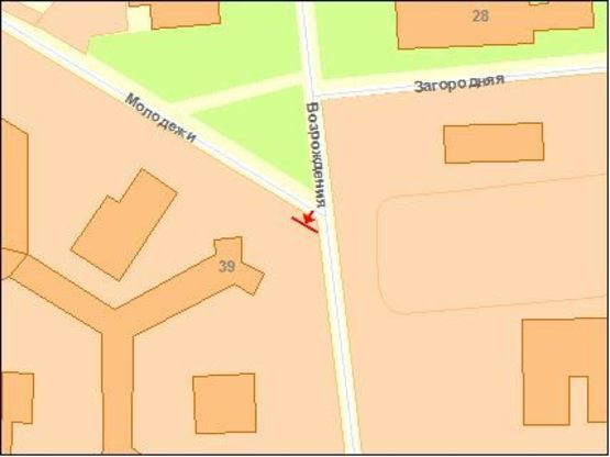 Схема рекламной плоскости по адресу Видродження пр., 1 / Молоди ул, правая, в центр