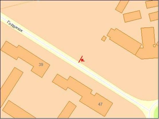 Схема рекламной плоскости по адресу Гордиюк ул, 11, из центра