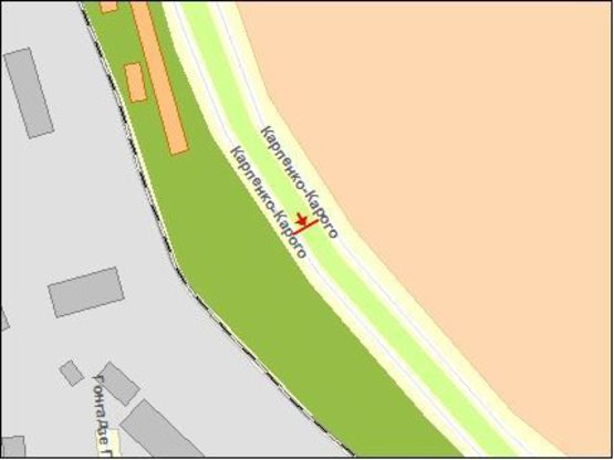 Схема рекламной плоскости по адресу Карпенка-Карого ул., разделитель, АЗС Мавекс, из центра