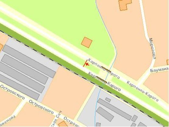 Схема рекламной плоскости по адресу Карпенка-Карого ул., разделитель, насосн станция, в центр