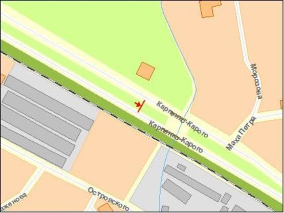 Схема рекламної площини за адресою Карпенка-Карого ул., разделитель, насосн станция, из центра
