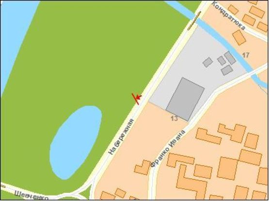 Схема рекламной плоскости по адресу Набережна вул. / Затишна вул.