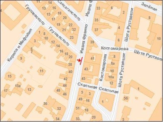 Схема рекламной плоскости по адресу Франко Ивана ул. / Грушевского ул.