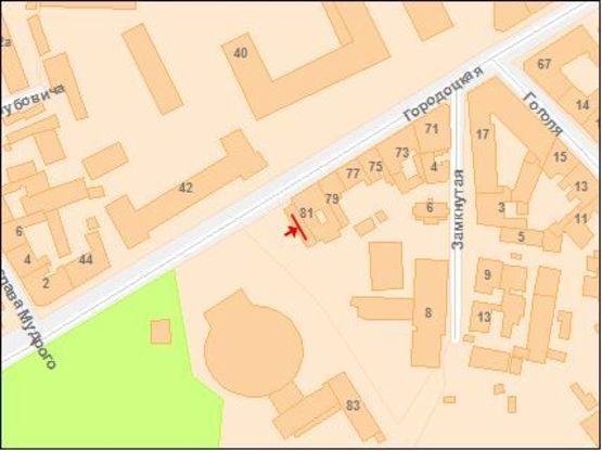 Схема рекламной плоскости по адресу Городоцкая ул. 81/83, правый, в центр