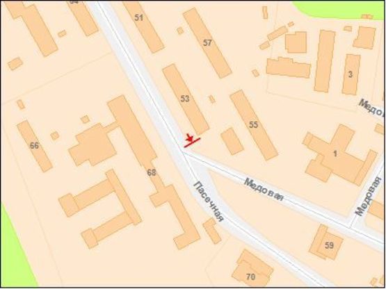 Схема рекламной плоскости по адресу Пасечная ул. / Медовой Печеры ул., из центра