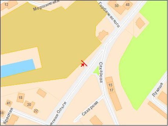 Схема рекламной плоскости по адресу Княгини Ольги ул. / Сахарова ул., в центр