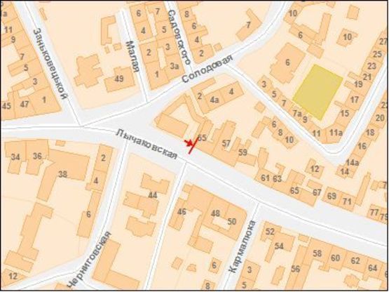 Схема рекламной плоскости по адресу Лычаковская ул. 55, из центра !!! Размер 2850х5850 мм !!!