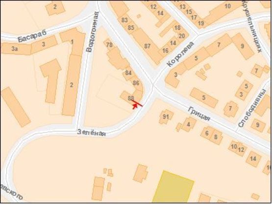 Схема рекламной плоскости по адресу Зеленая ул, 88, левый, в центр