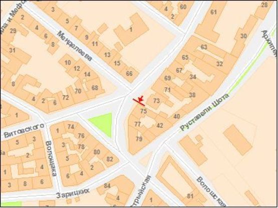 Схема рекламной плоскости по адресу Франко Ивана ул, 75, нижний, к ул Витовского