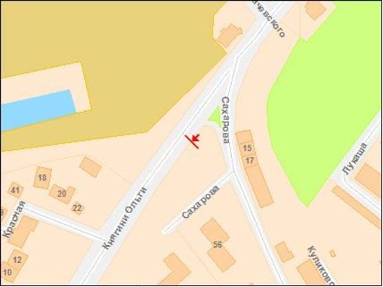 Схема рекламной плоскости по адресу Княгини Ольги ул / Сахарова ул, из центра