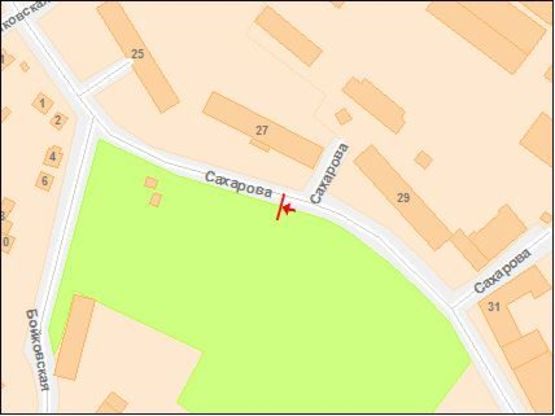 Схема рекламной плоскости по адресу Сахарова ул, 29, к центру