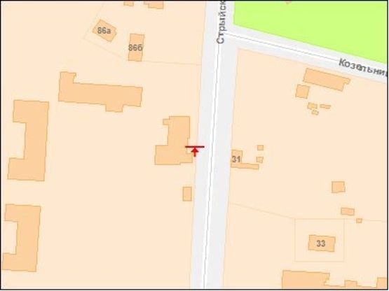 Схема рекламной плоскости по адресу Стрыйская ул, 70, в центр