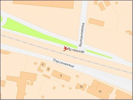 Схема рекламной плоскости по адресу Луганская ул, возле остановки. от ул Стрийской