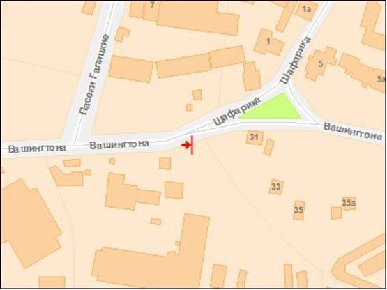 Схема рекламной плоскости по адресу Вашингтона Дж. ул., 100м от Зеленой ул, ж/д переезд, к Пасечной ул.