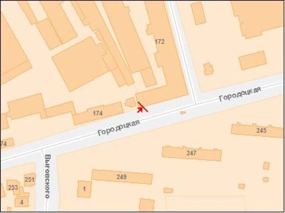 Схема рекламной плоскости по адресу Городоцкая ул, 172, в центр