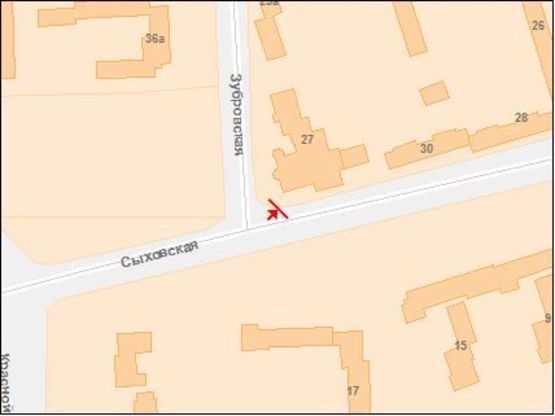 Схема рекламной плоскости по адресу Сыховская ул / Зубривская ул, к Зеленой ул