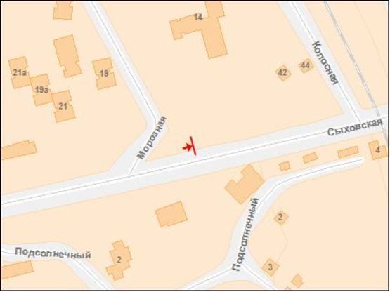 Схема рекламной плоскости по адресу Сыховская ул / Морозная ул, к ул Зеленой