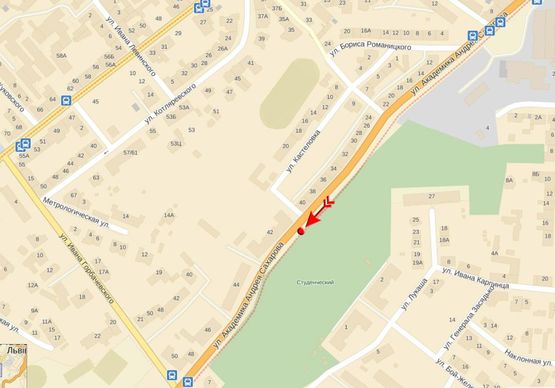 Схема рекламной плоскости по адресу Сахарова ул, 42, щит 3 из центра