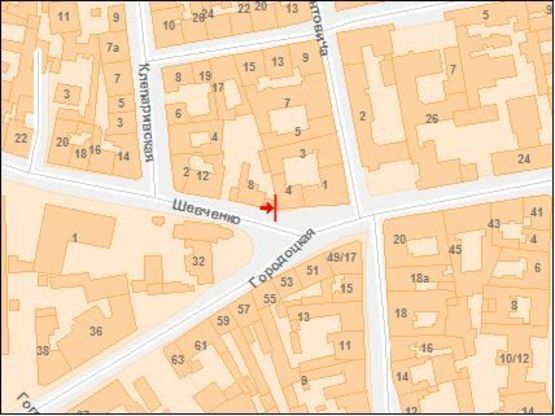 Схема рекламной плоскости по адресу Шевченко ул. 4, нижний