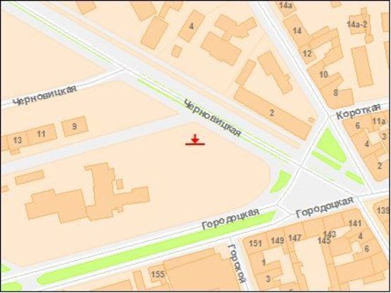 Схема рекламной плоскости по адресу Черновицкая ул. (р-ок Привокзальный, Пригородный вокзал) в сторону города