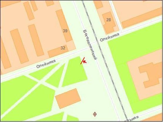 Схема рекламной плоскости по адресу Октябрский пр / Олейника ул