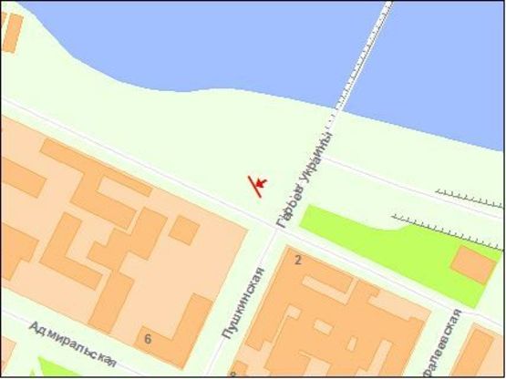 Схема рекламной плоскости по адресу Пушкинская ул / Набережная ул