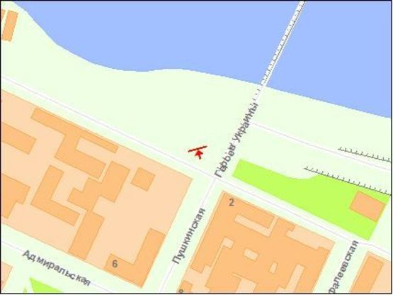 Схема рекламной плоскости по адресу Пушкинская ул / Набережная ул