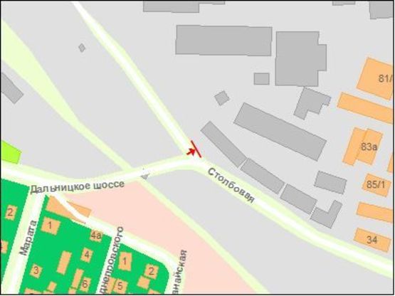 Схема рекламной плоскости по адресу Столбовая ул / 1-ая застава ул., нижний, в центр