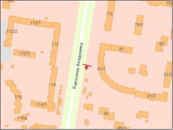 Схема рекламной плоскости по адресу Королева Ак. ул. 81, в центр
