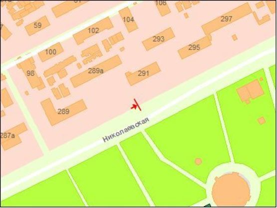 Схема рекламної площини за адресою Николаевская дорога, 291, из центра