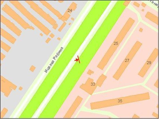 Схема рекламной плоскости по адресу Ицхака Рабина ул. 33