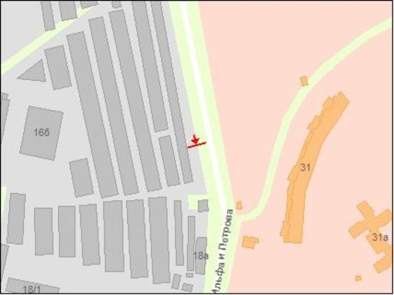 Схема рекламної площини за адресою Ильфа и Петрова ул. 27-а, напротив