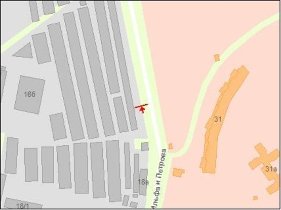 Схема рекламной плоскости по адресу Ильфа и Петрова ул. 27-а, напротив