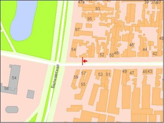 Схема рекламной плоскости по адресу Раскидайловская ул. 54