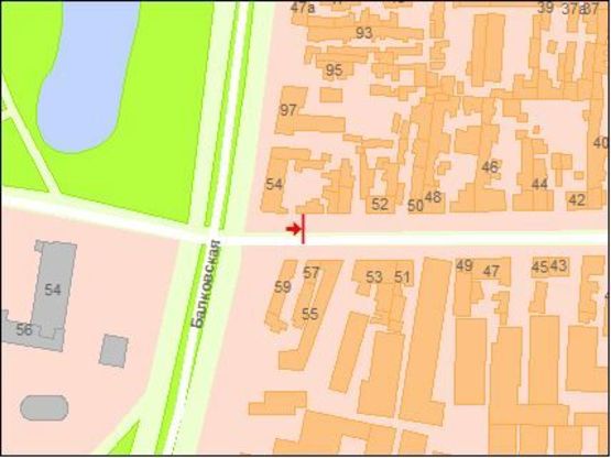 Схема рекламной плоскости по адресу Раскидайловская ул. 54