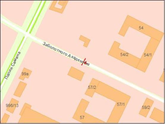 Схема рекламной плоскости по адресу Заболотного Ак. ул. 54