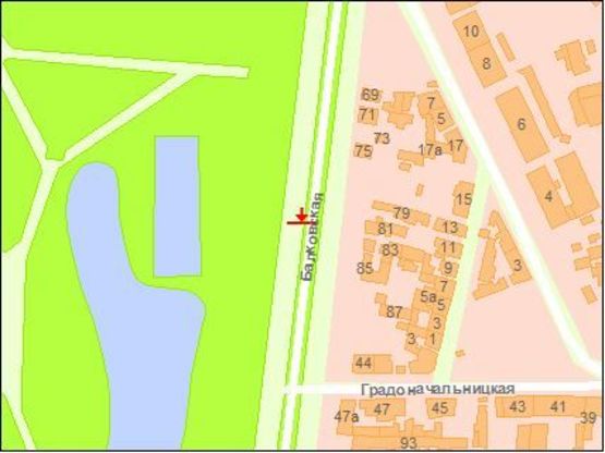 Схема рекламной плоскости по адресу Балковская ул. 83, разделитель, направление на Разумовская ул., левый